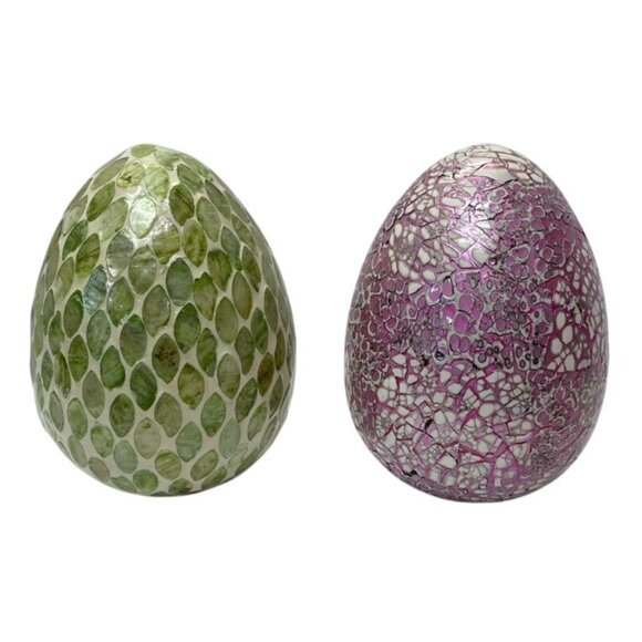 Handcrafted Mosaic Ceramic Egg Decor from Vietnam Green or Purple Decorative Art - Picture 2 of 7